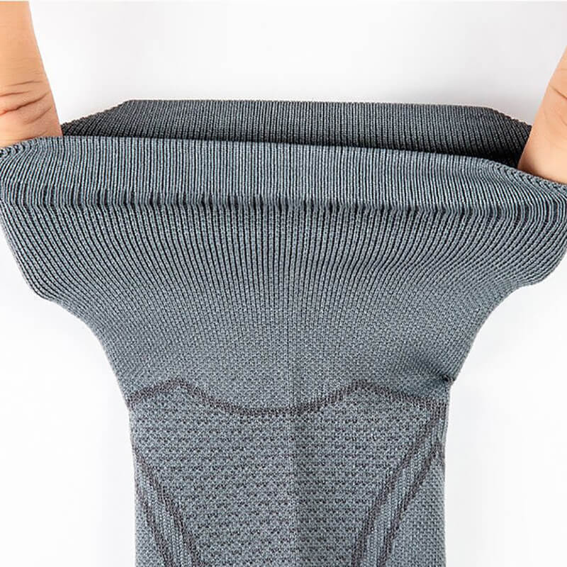 Person stretching anti-sweat unisex fitness middle tube sock, showcasing breathability and flexibility for running. SF0765